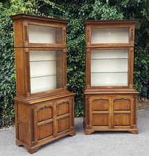 MATCHING PAIR OF TITCHMARSH GOODWIN SOLID OAK BOOKCASES / DISPLAY CABINETS