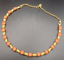 Gold tone faux coral pearl - tone,