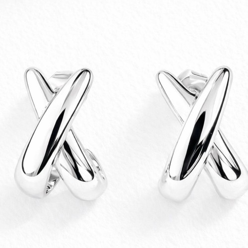 Silver cross stud earrings - cross,