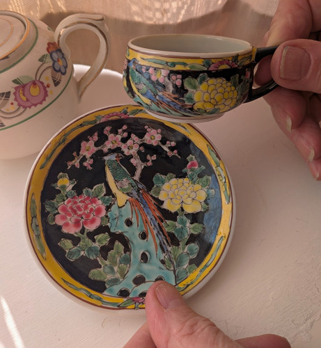 Floral birds tea cup saucer - cup, &