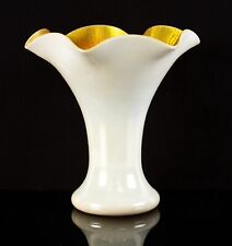 Steuben Gold Aurene fissured iridescent and Calcite flared glass vase