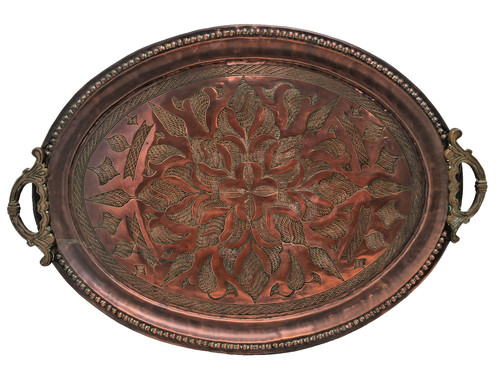 Vintage oval copper metalware - oval,
