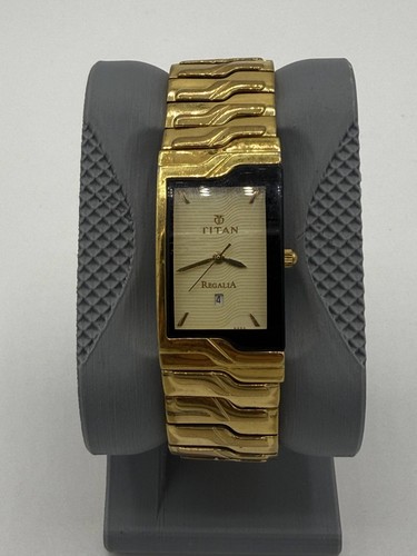 Titan white dial - gold, tone
