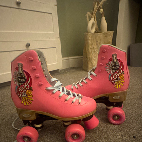 Girls pink quad roller skates - girls,