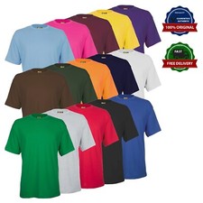 Mens 100% Plain Breathable Short Sleeve T Shirt Size XS to 5XL CASUAL SPORT WORK