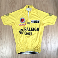 Raleigh Cycling Mens Large Yellow Jersey Retro Tour De France Short Sleeve Shirt