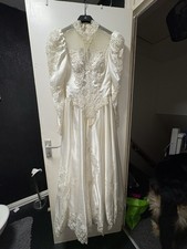 Vintage Ivory Satin And Lace Wedding Dress