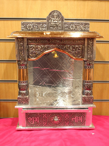 Oxidised silver open mandir - silver,