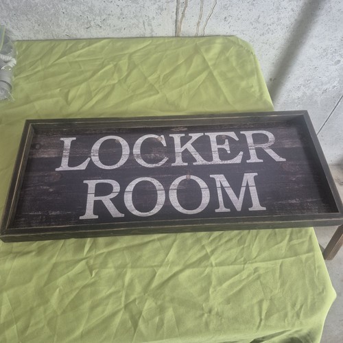 Locker room wooden sign - room,
