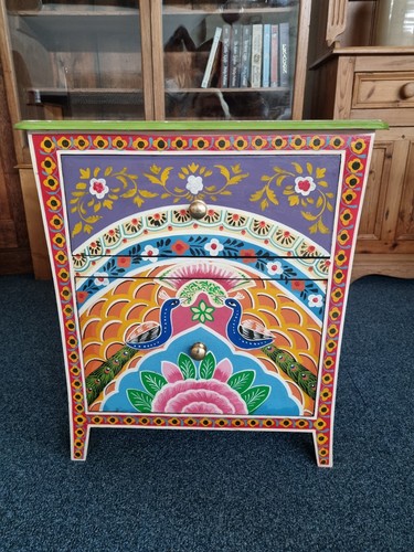 Handpainted bedside cabinet - cabinet,