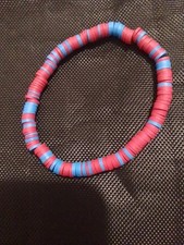 Dark Red And Blue Clay Bead Braclelet
