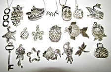 Silver pendant necklaces & chains flower fish key butterfly lots of choice UK