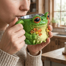 Resin frog floral - floral, mug