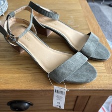 Peacocks Green Faux Suede Sandals Size 6 Brand New