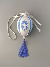 Wedgwood Blue Jasperware Christmas Rare Cameo Egg Bauble Decoration With Tassel