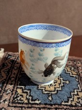 Vintage Eggshell Porcelain Teacup Hand Painted Koi Fish Carp Design Boxed