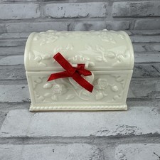 Lenox Ceramic Music Trinket Jewelry Box Plays Fur Elise Lined In Red