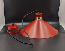 B&Q Matt Red Metal Pendant Ceiling Light - Adjustable Height E27 Fitting