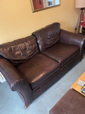 M&S Brown Leather 2-Seat Sofa