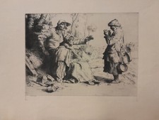 WILLIAM STRANG 1859-1921 ORIGINAL SIGNED ETCHING TINKERS  c 1882
