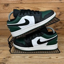 Nike Trainers Womens Size UK 5 Air Jordan 1 Low Green Toe Black Leather Shoes GS