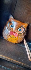 Lovely leather hand crafter owl coin zip purse