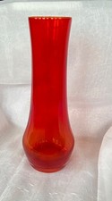 Red orange stained glass vase