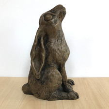 Moongazing Hare Sculpture Cold Cast Bronze Resin by John Rattenbury 19cm