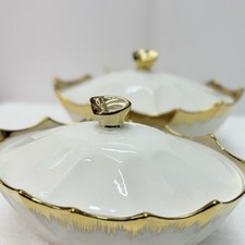 Set Of 2 Gold Ceramic Serving