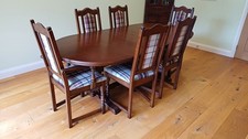 Old Charm Extending Table, 2 X Carver, 4 X Dining Chairs. Tudor Brown. Mint.
