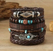 Leather Bracelets X6 Leather Bohemian Fashion Design Western Bangles