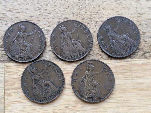 British pennies bundle - 5,