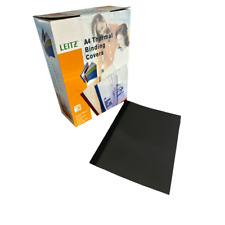 Leitz A4 Clear-Front Black Linen Heat Thermal Binding Covers A4 4mm (100)