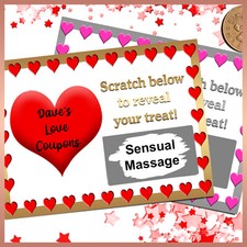 10x Personalised Valentines LOVE COUPONS Vouchers Sexy SCRATCH CARDS Sex Gift