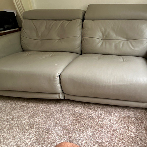 Grey leather sofa 215cm - grey,
