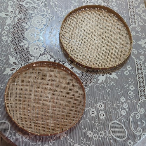 Vintage wicker tray - wicker, set