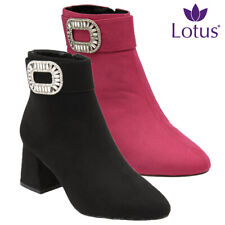 Lotus Womens Black Pink Microfibre Diamante Ankle Boots Ladies Shoes Duffie