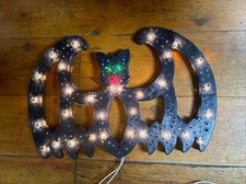 Happy Halloween Light Up Bat Shaped Halloween Hanging Sign 17”x11” Vintage