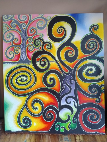 Abstract acrylic swirly tree - abstract,