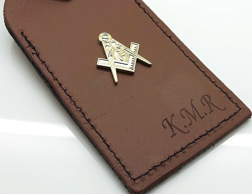 Masonic lugage tag leather - tag,