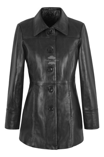 Women car coat leather jacket - leather,