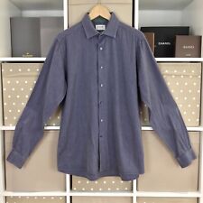 Duchamp Shirt Mens Size 16.5" 42cm Blue Herringbone Cotton Long Sleeve