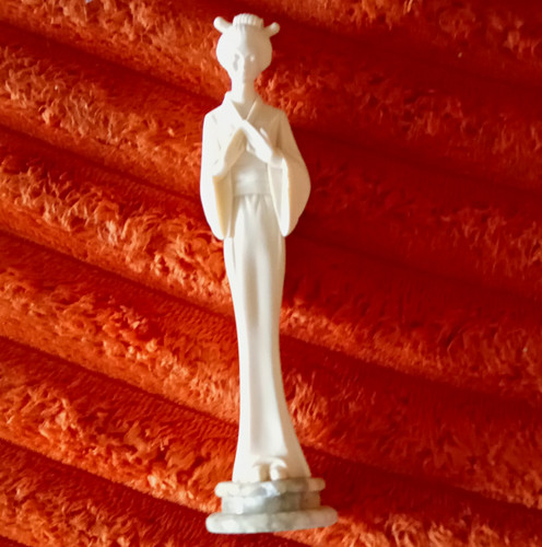 White ceramic geisha figurine - white,