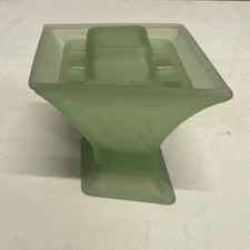 Bagley Spinette Frosted Green Glass Vase Frog Design Vintage Art Deco