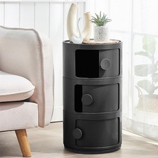 Round Storage Unit 3Tiers Drawer Container Bedside Corner Unit Cupboard-Auction