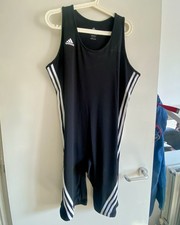 Men’s Adidas Wrestling Weightlifting Singlet Size 2XL Black One Piece