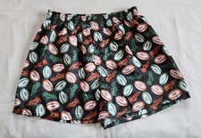 Rugby Balls & Boots Mens Black Printed Novelty Satin Boxer Shorts Size XXL New