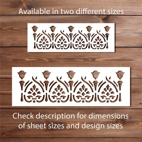 Vintage floral border stencil - floral,