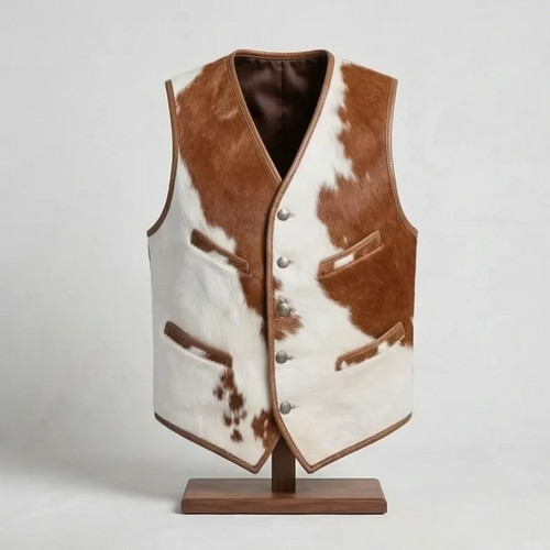 Genuine cowhide leather vest - cowhide,