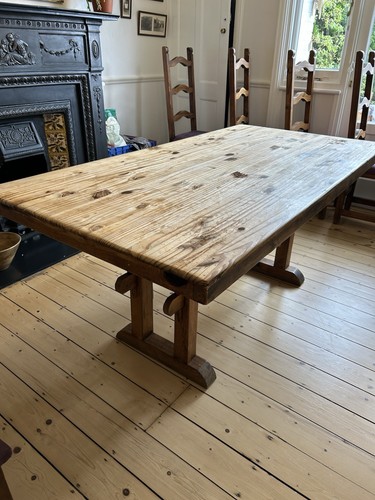 Pine refectory dining table - dining,